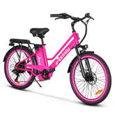 Axiniu 24 Inch Electric Bike for Adults, Step Through Ebike for Women, Peak 750W Motor 22MPH, 48V 20AH Removable Battery Up to 70 Miles, 7 Speed Dual Shock Absorber, City Cruiser Commuter Bicycle