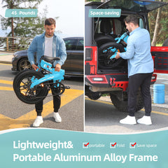 Axiniu 20" Folding Electric Bike丨850W Electric Bikes for Adults丨48V 13Ah Portable Battery丨48.5Lbs Lightweight Folding E-Bike丨60 Miles Range丨25mph Speed - Class 2 Fat TIre Ebike