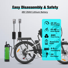 Axiniu 24 Inch Electric Bike for Adults, Step Through Ebike for Women, Peak 750W Motor 22MPH, 48V 20AH Removable Battery Up to 70 Miles, 7 Speed Dual Shock Absorber, City Cruiser Commuter Bicycle