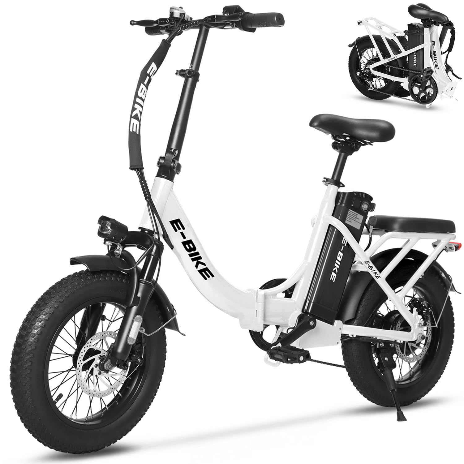 Axiniu YY02 Foldable Electric Bike 13AH Battery with 16"×3.0" Tire White