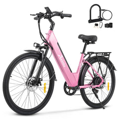 Axiniu Electric Bike for Adults Step Through Eectric Bike 26 inch w/ 750W Motor, 48V 19.2Ah Removable Battery Up to 100 Miles Electric Bicycles Long Range Ebike for Women