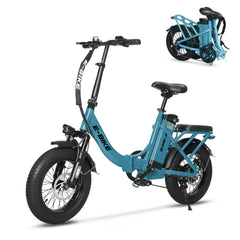 Axiniu YY02 Foldable Electric Bike 13AH Battery with 16"×3.0" Tire Blue