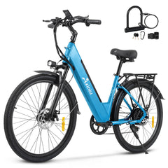 Axiniu Electric Bike for Adults Step Through Eectric Bike 26 inch w/ 750W Motor, 48V 19.2Ah Removable Battery Up to 100 Miles Electric Bicycles Long Range Ebike for Women