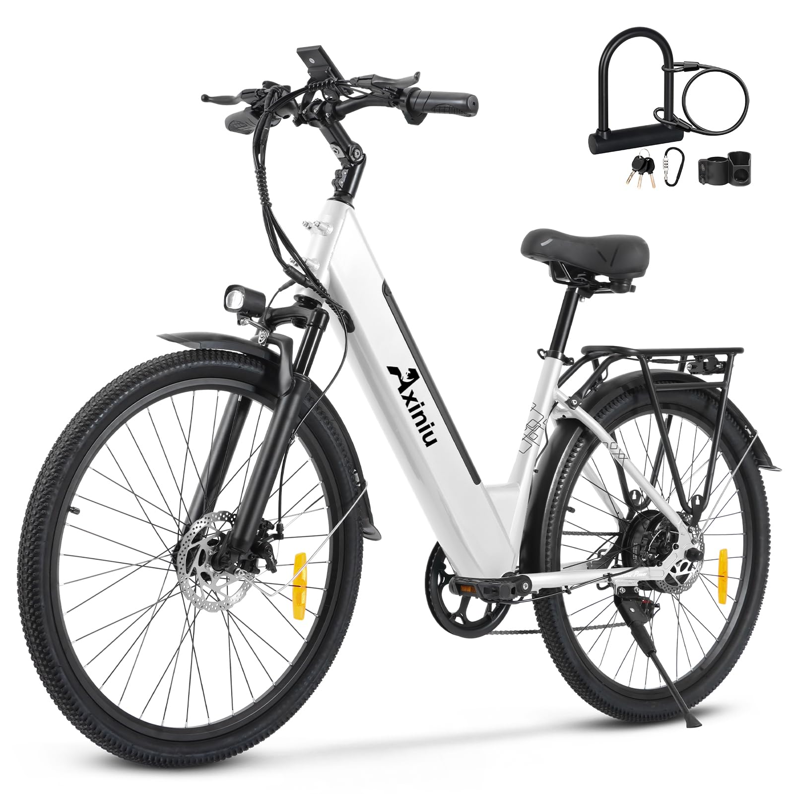 Axiniu Electric Bike for Adults Step Through Eectric Bike 26 inch w/ 750W Motor, 48V 19.2Ah Removable Battery Up to 100 Miles Electric Bicycles Long Range Ebike for Women