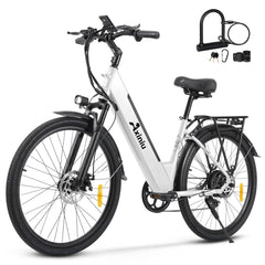Axiniu Electric Bike for Adults Step Through Eectric Bike 26 inch w/ 750W Motor, 48V 19.2Ah Removable Battery Up to 100 Miles Electric Bicycles Long Range Ebike for Women