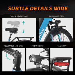 Axiniu Electric Bike for Adults Step Through Eectric Bike 26 inch w/ 750W Motor, 48V 19.2Ah Removable Battery Up to 100 Miles Electric Bicycles Long Range Ebike for Women