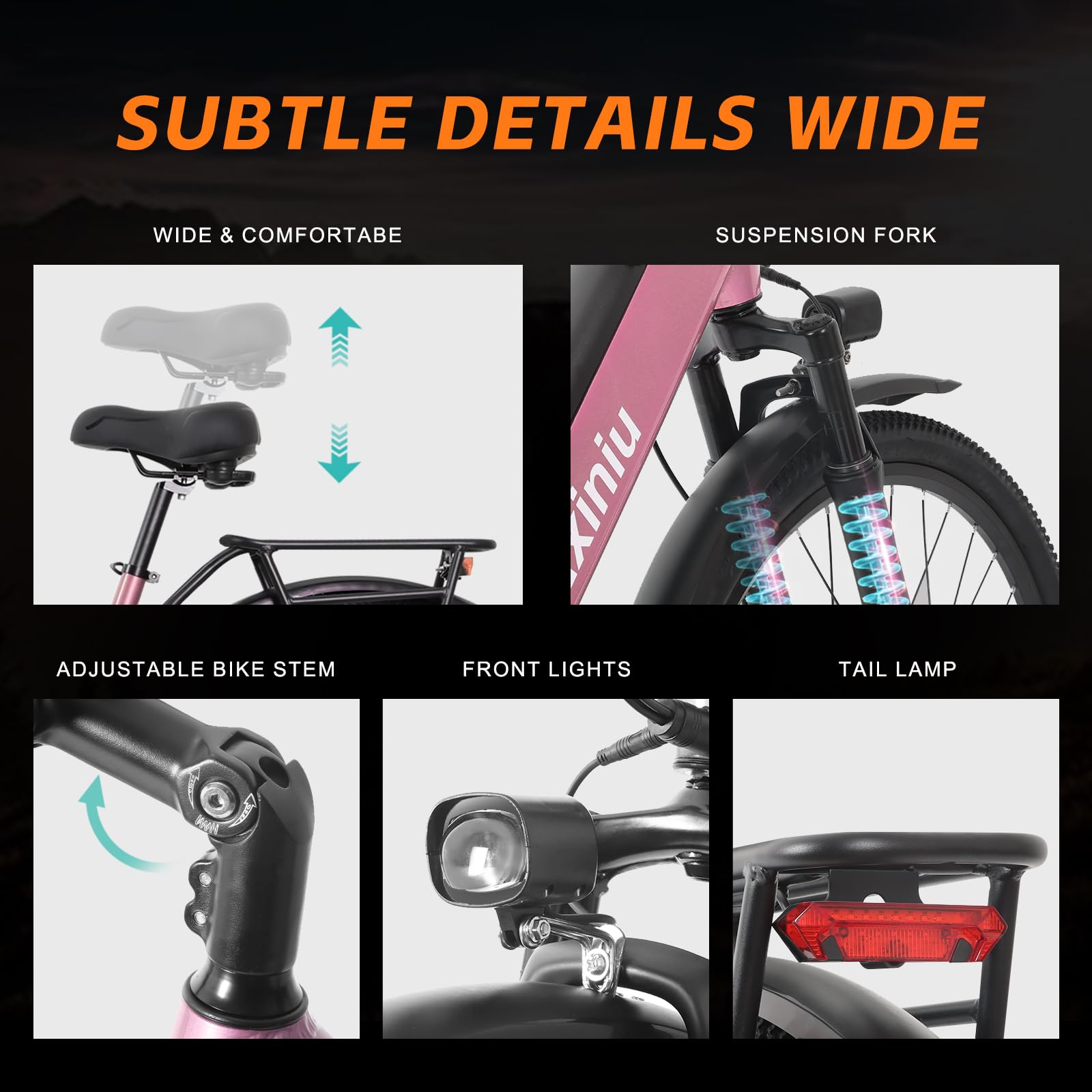 Axiniu Electric Bike for Adults Step Through Eectric Bike 26 inch w/ 750W Motor, 48V 19.2Ah Removable Battery Up to 100 Miles Electric Bicycles Long Range Ebike for Women
