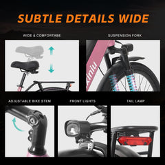 Axiniu Electric Bike for Adults Step Through Eectric Bike 26 inch w/ 750W Motor, 48V 19.2Ah Removable Battery Up to 100 Miles Electric Bicycles Long Range Ebike for Women