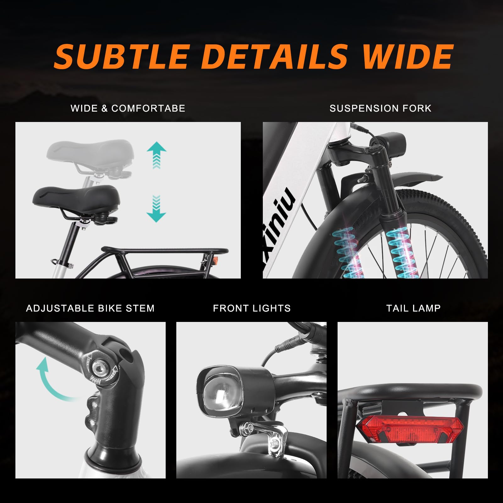 Axiniu Electric Bike for Adults Step Through Eectric Bike 26 inch w/ 750W Motor, 48V 19.2Ah Removable Battery Up to 100 Miles Electric Bicycles Long Range Ebike for Women