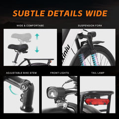 Axiniu Electric Bike for Adults Step Through Eectric Bike 26 inch w/ 750W Motor, 48V 19.2Ah Removable Battery Up to 100 Miles Electric Bicycles Long Range Ebike for Women