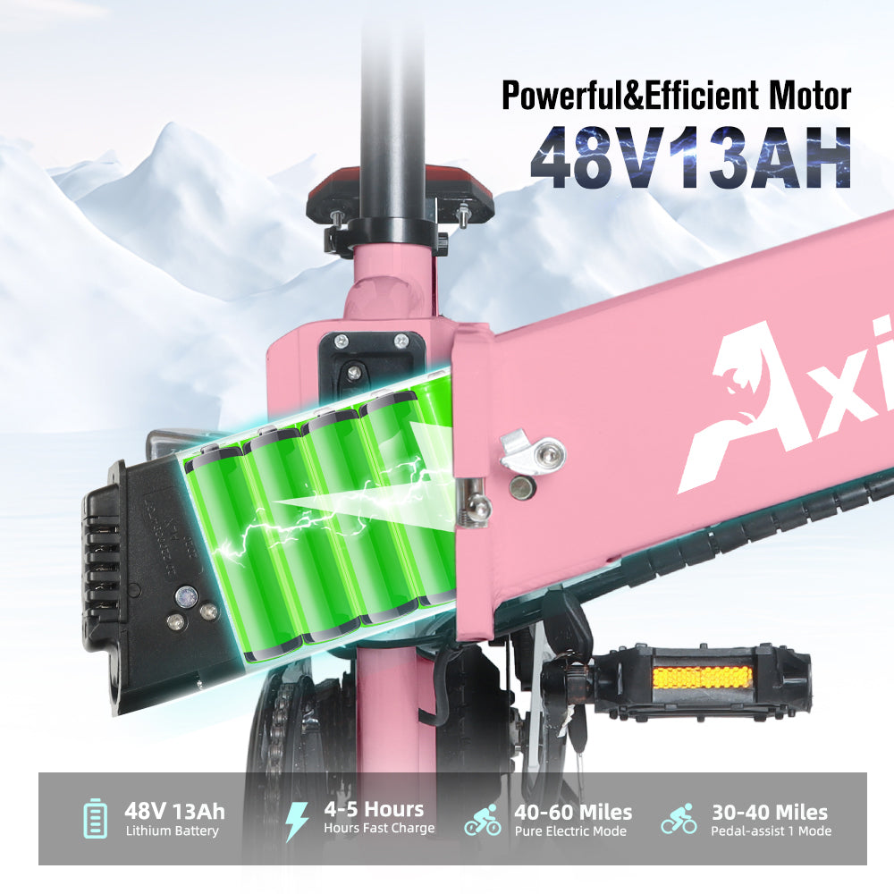 Axiniu 20" Folding Electric Bike丨850W Electric Bikes for Adults丨48V 13Ah Portable Battery丨48.5Lbs Lightweight Folding E-Bike丨60 Miles Range丨25mph Speed - Class 2 Fat TIre Ebike