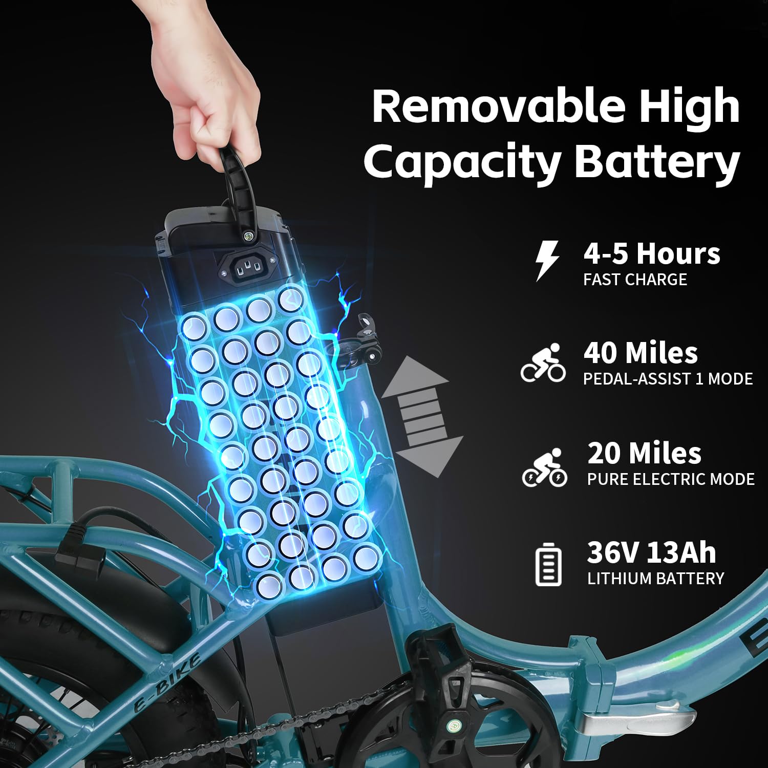 Axiniu YY02 Foldable Electric Bike 13AH Battery with 16"×3.0" Tire Blue