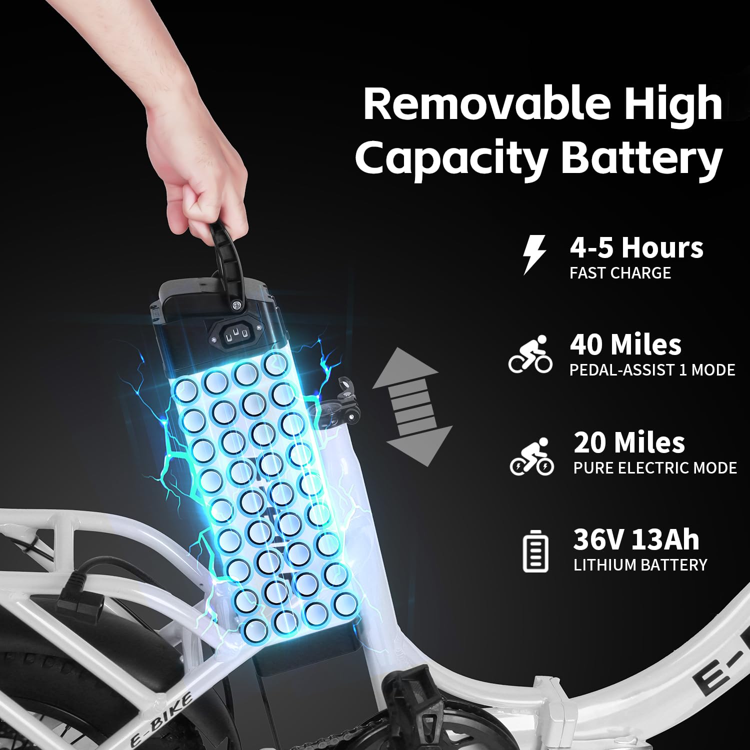 Axiniu YY02 Foldable Electric Bike 13AH Battery with 16"×3.0" Tire White