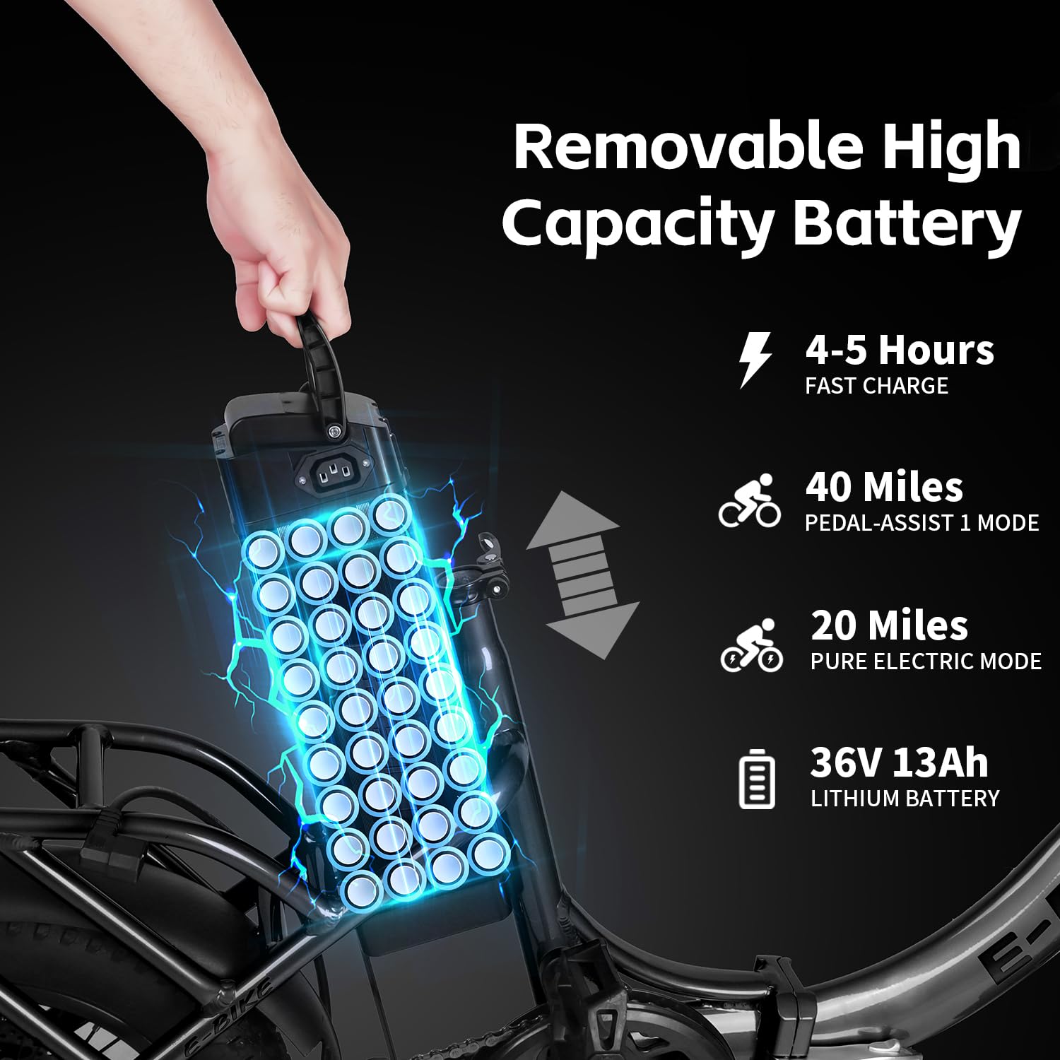 Axiniu YY02 Foldable Electric Bike 13AH Battery with 16"×3.0" Tire Black