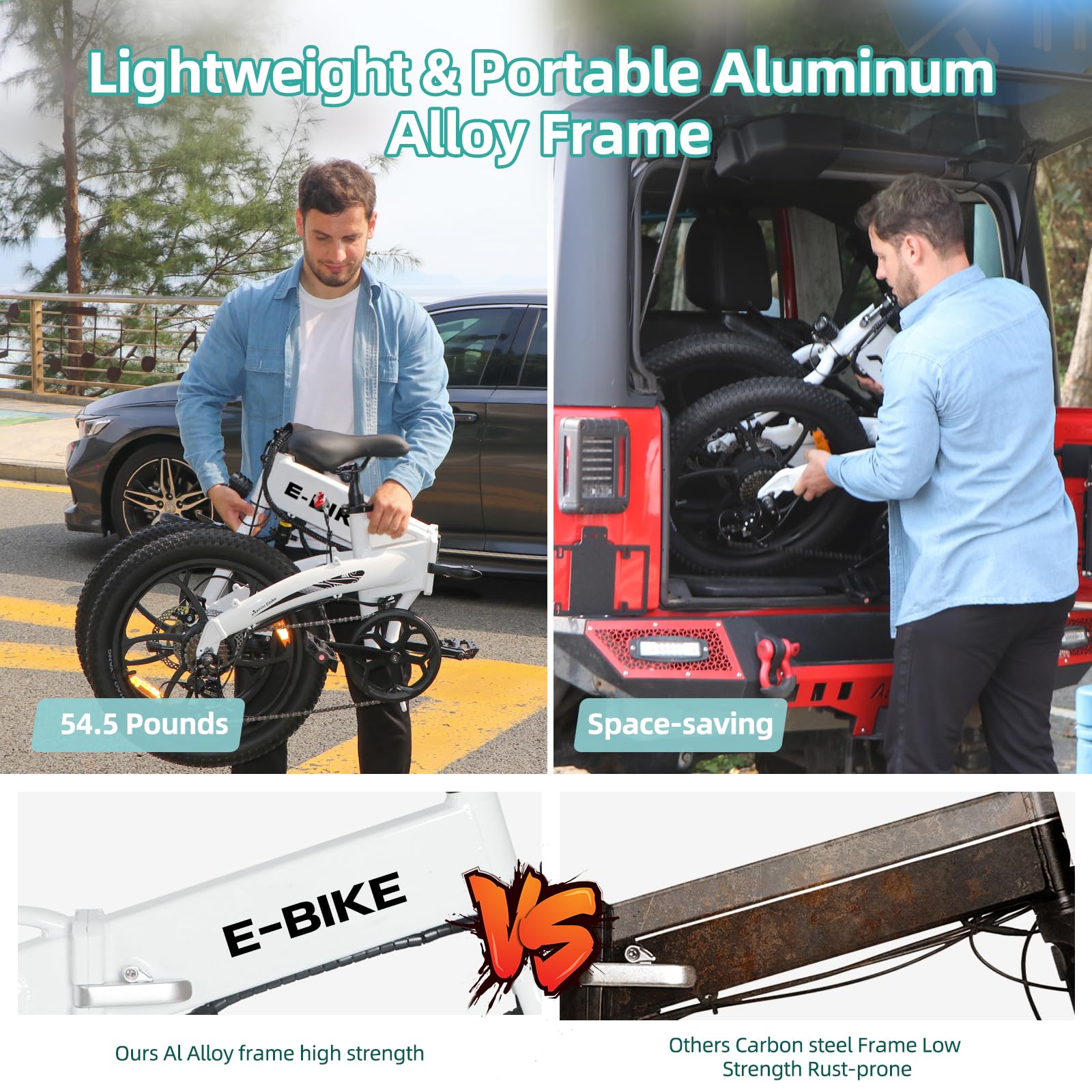 Axiniu 20" Folding Electric Bike丨850W Electric Bikes for Adults丨48V 13Ah Portable Battery丨48.5Lbs Lightweight Folding E-Bike丨60 Miles Range丨25mph Speed - Class 2 Fat TIre Ebike