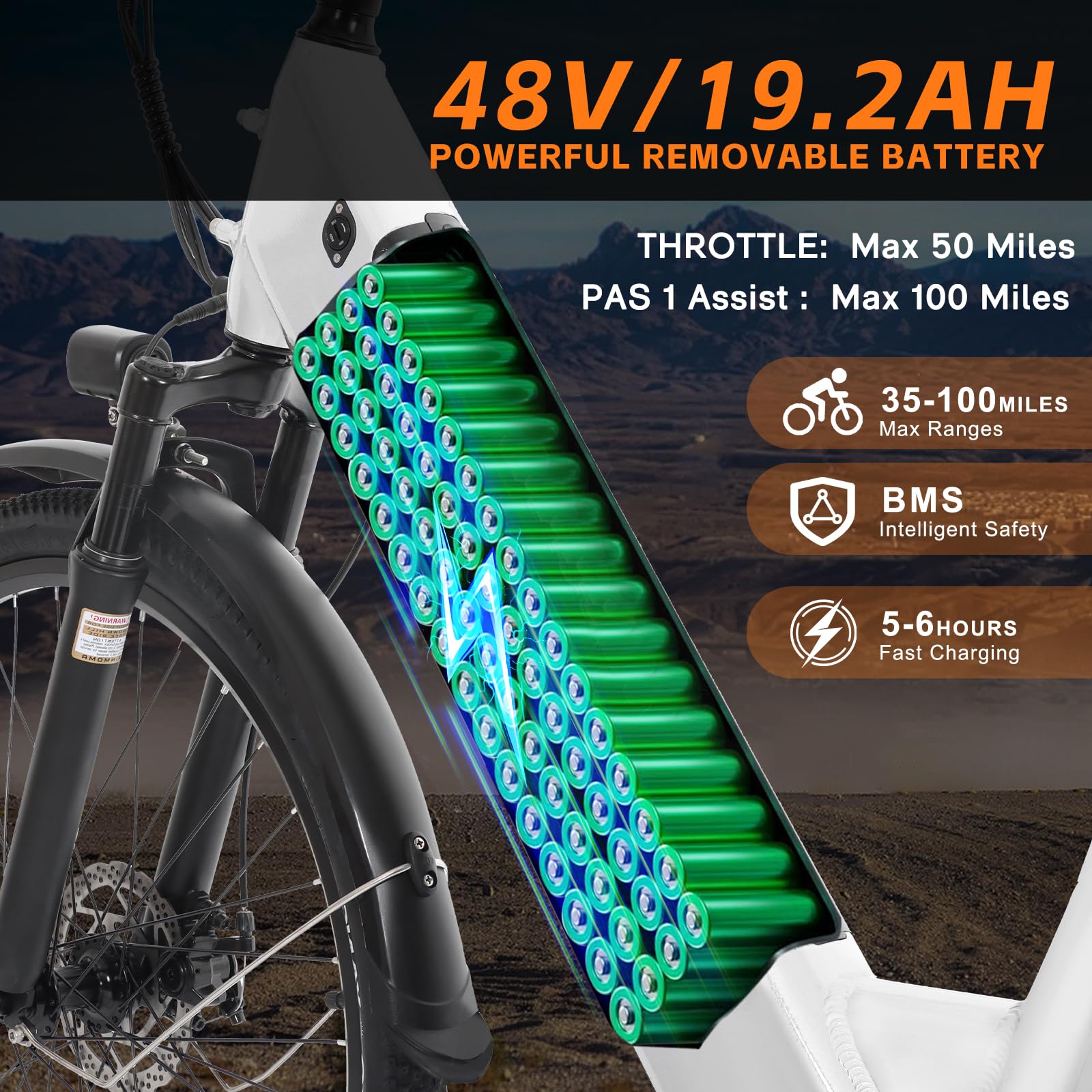Axiniu Electric Bike for Adults Step Through Eectric Bike 26 inch w/ 750W Motor, 48V 19.2Ah Removable Battery Up to 100 Miles Electric Bicycles Long Range Ebike for Women