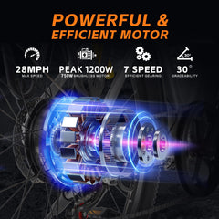 Axiniu Electric Bike for Adults Step Through Eectric Bike 26 inch w/ 750W Motor, 48V 19.2Ah Removable Battery Up to 100 Miles Electric Bicycles Long Range Ebike for Women