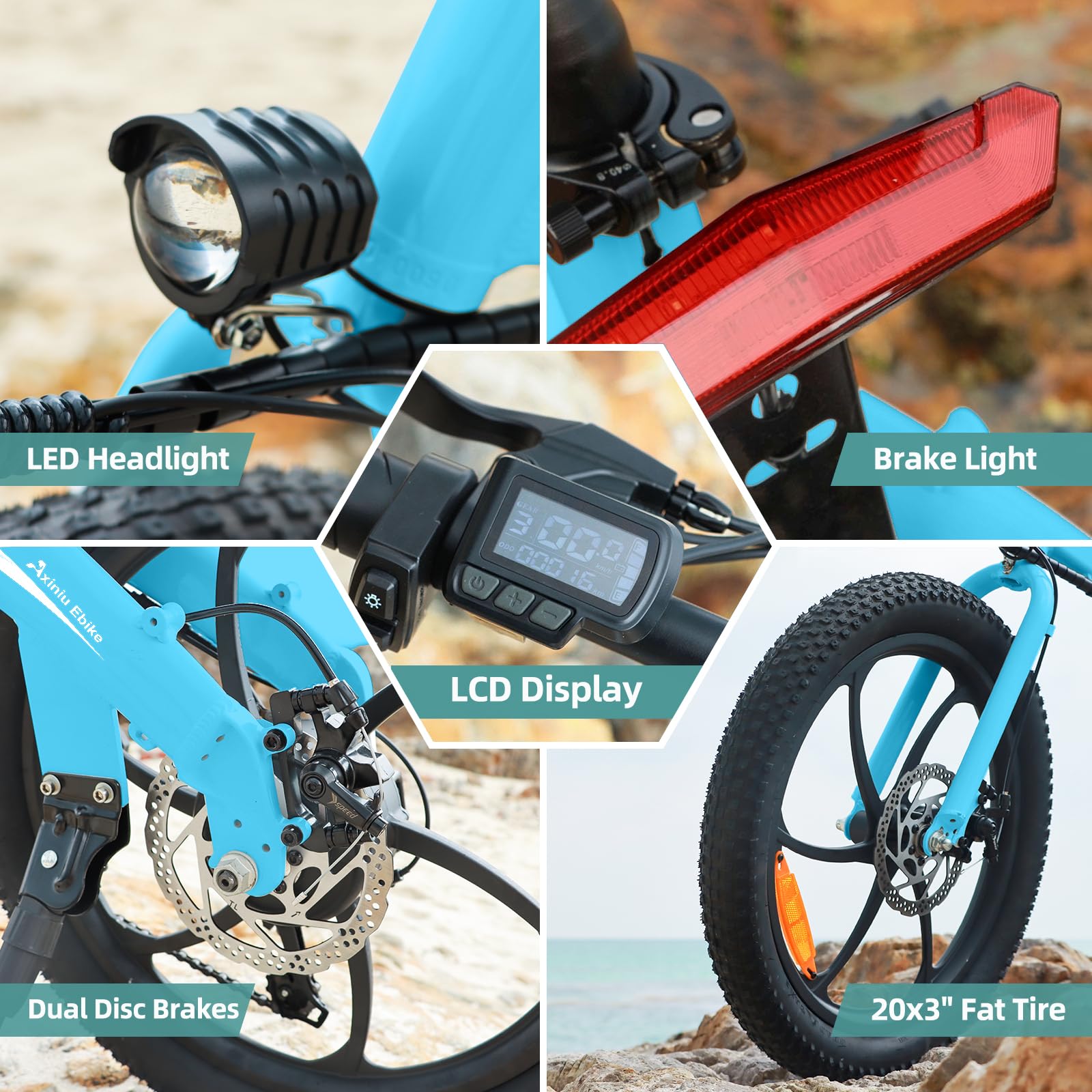 Axiniu 20" Folding Electric Bike丨850W Electric Bikes for Adults丨48V 13Ah Portable Battery丨48.5Lbs Lightweight Folding E-Bike丨60 Miles Range丨25mph Speed - Class 2 Fat TIre Ebike