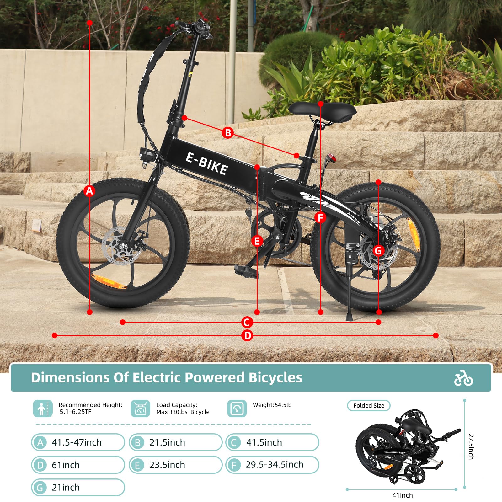 Axiniu 20" Folding Electric Bike丨850W Electric Bikes for Adults丨48V 13Ah Portable Battery丨48.5Lbs Lightweight Folding E-Bike丨60 Miles Range丨25mph Speed - Class 2 Fat TIre Ebike