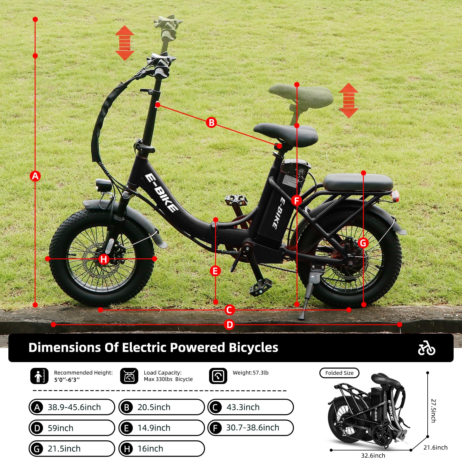 Axiniu YY02 Foldable Electric Bike 13AH Battery with 16"×3.0" Tire Black