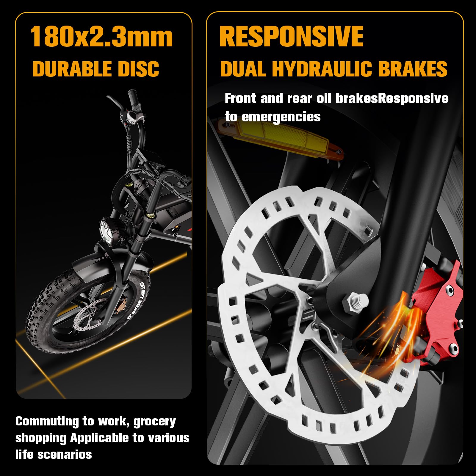Axiniu Electric Bike for Adults, 52V 40Ah Battery Peak 2000W Motor 35MPH, 50-180 Miles, 20" Fat Tire Dirt Bicycle Dual Suspension All Terrain Motorcycle, Moped Style Ebike for Mountains Snow Sand Road