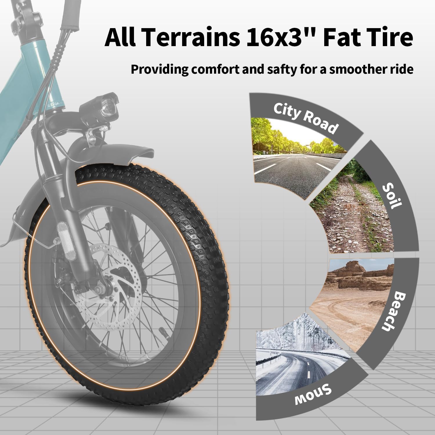 Axiniu YY02 Foldable Electric Bike 13AH Battery with 16"×3.0" Tire Blue