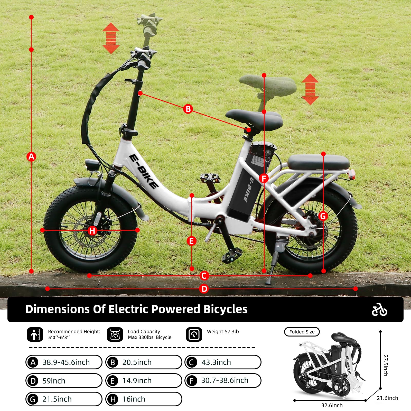 Axiniu YY02 Foldable Electric Bike 13AH Battery with 16"×3.0" Tire White