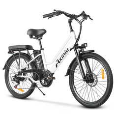 Axiniu 24 Inch Electric Bike for Adults, Step Through Ebike for Women, Peak 750W Motor 22MPH, 48V 20AH Removable Battery Up to 70 Miles, 7 Speed Dual Shock Absorber, City Cruiser Commuter Bicycle