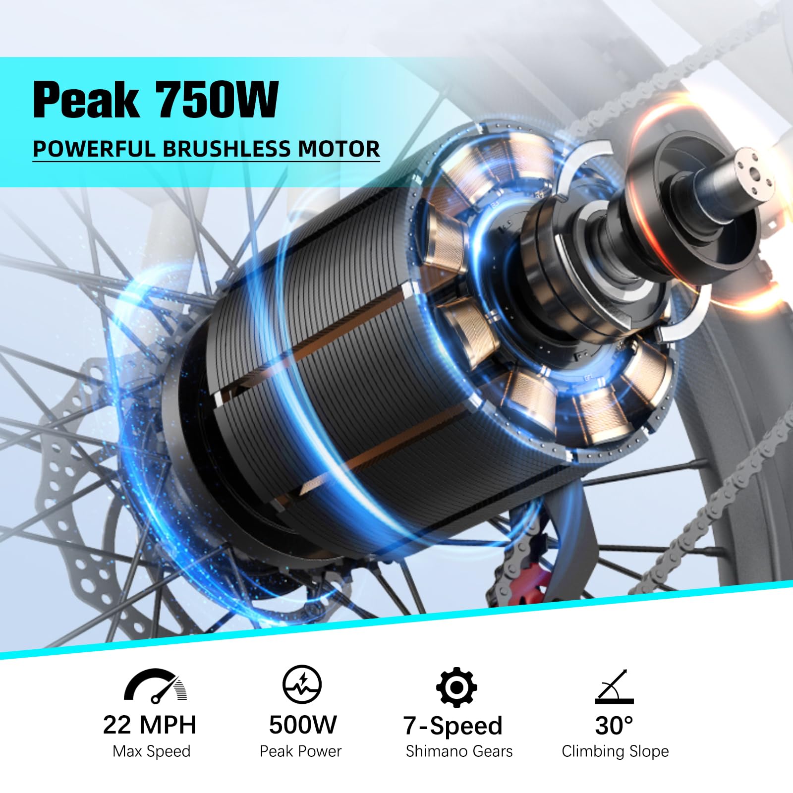 Axiniu 24 Inch Electric Bike for Adults, Step Through Ebike for Women, Peak 750W Motor 22MPH, 48V 20AH Removable Battery Up to 70 Miles, 7 Speed Dual Shock Absorber, City Cruiser Commuter Bicycle
